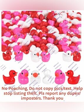 BUNDLES ONLY GREAT ADD ON BNWOT SET OF 10 MINI RESIN DUCKS RED PINK WHITE